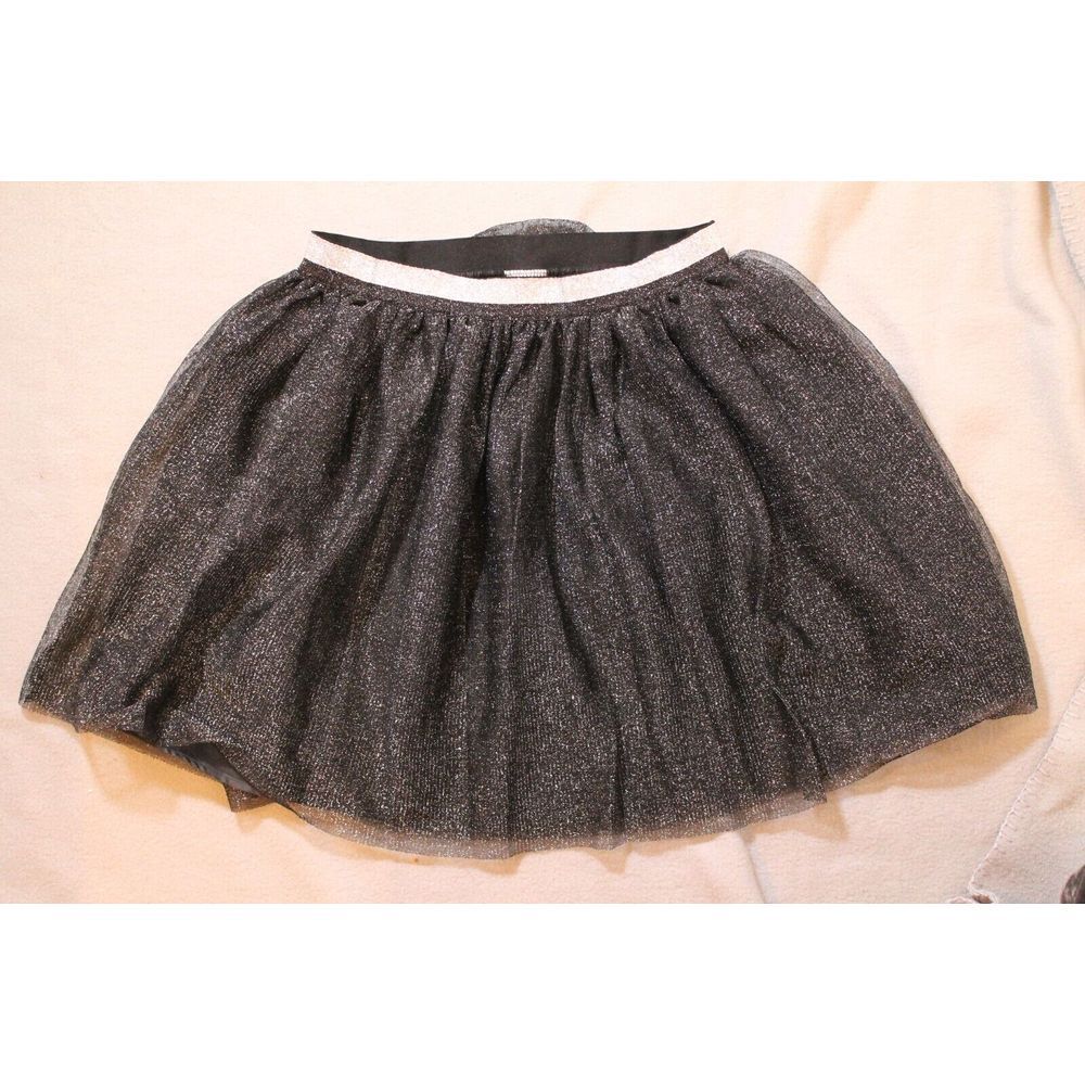 Cat & Jack Girls Sparkly Black Silver Tutu Skirt Lined Party Elastic XL 14/16‎